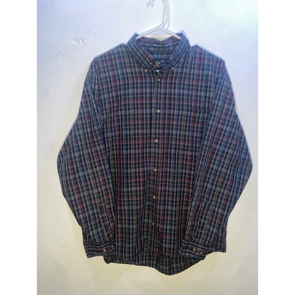 Architect Mens Plaid Button Down Shirt Retro Preppy Wrinkle Free Long Sleeve -M